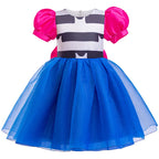 Kids Girls Cartoon Cats Cosplay Princess Dress Children Puff Sleeve Bow Tulle Gown For Carnival Halloween Birthday Party Outfit
