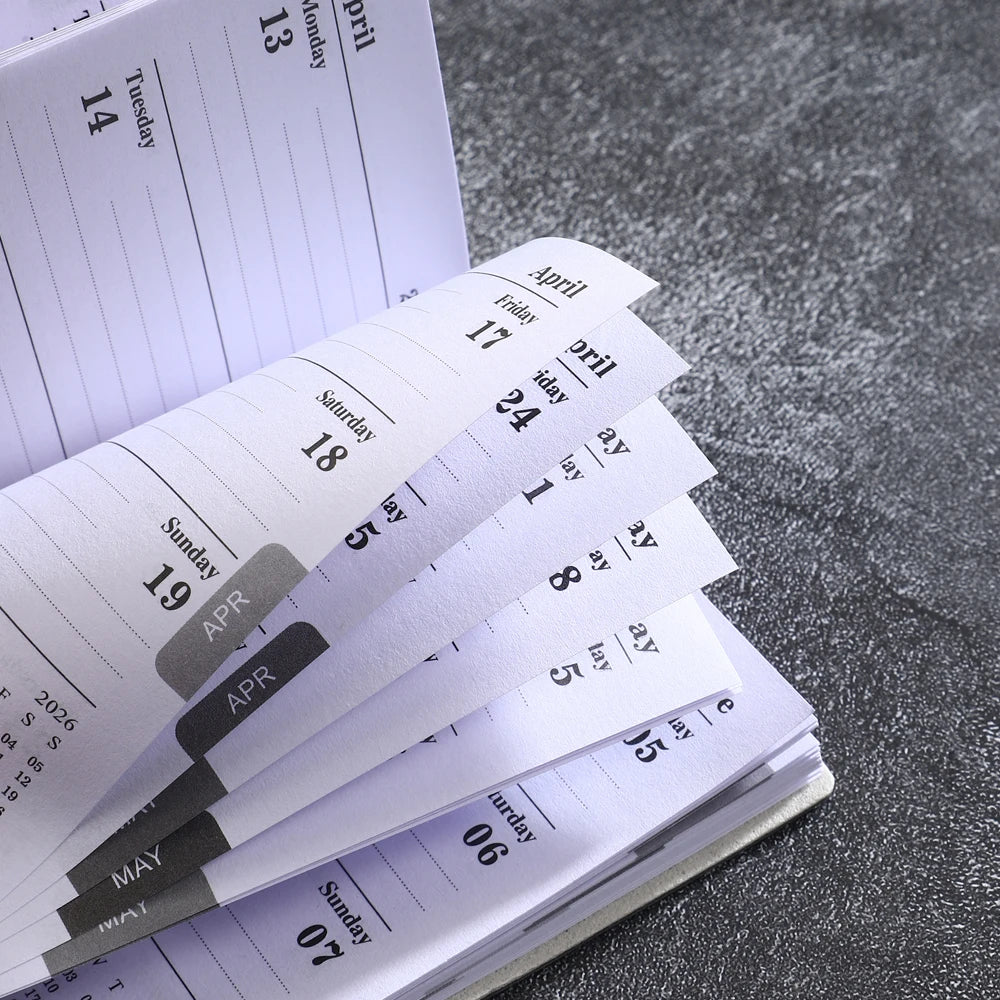 A7 specification 2026 English planner book, mini portable pocket daily schedule book, 64 sheets 128 page thin weekly calendar
