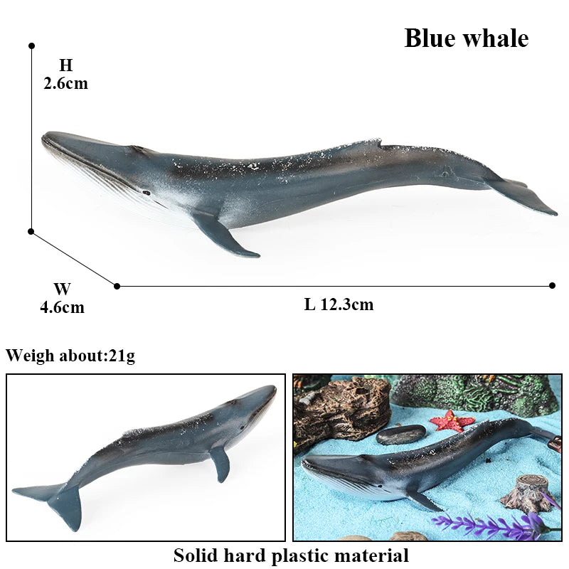 Oenux Ocean Life Animals Whale Dolphin Basking Shark Narwhal Tropical Fish Model Action Figures PVC Education Toy Kids Gift