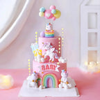 Pink Unicorn Birthday Cake Decorations Rainbow Unicorn Butterfly Cake Toppers Girls Happy Unicornio Birthday Party Cake Decors