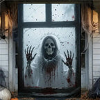 Scary Halloween Curtain Window Banner Horror Hanging Cloth Family Party Decoration Witch Zombie Ghosts Super Terrifying Backdrop