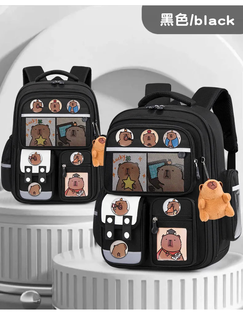 Capybara Children School Bags For Boys Girls Kids Alleviate Burden Protecting Spine Widen Straps School Backpack School Book Bag