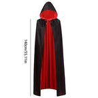 Halloween Themed Party Two Layer Two-Tone Hooded Stand-Up Collar Vampire Costume Robe Cloak, Unisex Adult Reversible Stand-Up C