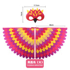 Animal Bird Wings+Mask Suit Stage Performance Peacock Owl Parrot Bird Felt Cape Halloween Bird Funny Party Cosplay Cloak