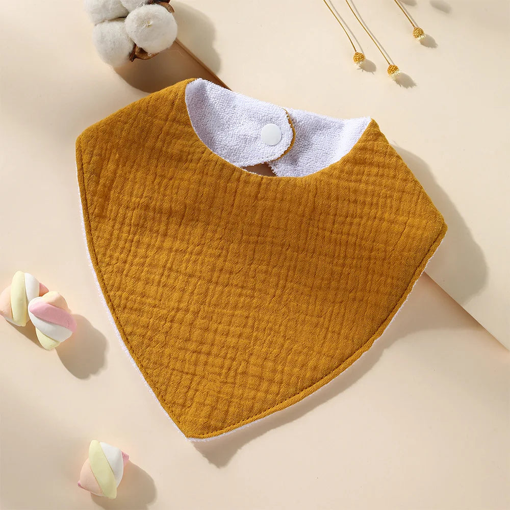 New Cotton Baby Bib Soft Waterproof Triangle Saliva Towel Adjustable Button Print Infant Boy Girl Feeding Burp Cloth Cute Bibs