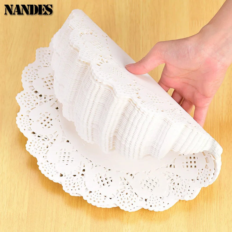 150Pcs Kitchen Fried Food Special Flower Bottom Paper Oil-absorbing Paper Baking Cake Pizza Snack Round Household Lace Paper Pad