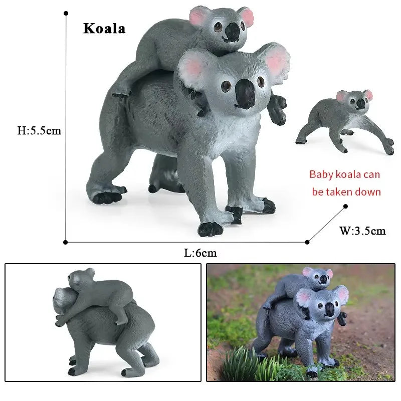 Oenux Classic Australian Wild Animals Kangaroos Koala Platypus Tasmanian Devil Echidna Cassowary Model Figurine Toy Kid Gift