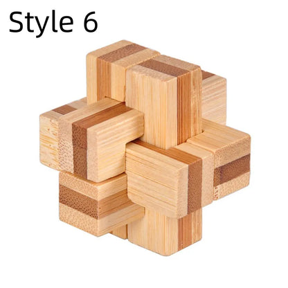 Wooden Kong Ming Lock IQ Brain Teaser Puzzle Toy