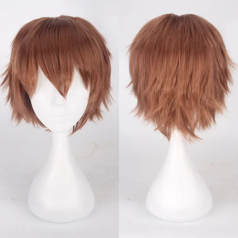 Men Women Synthetic Anime Cosplay Wigs Short Straight Hair Heat Resistance Multicolour Red White Pink Gray Brown