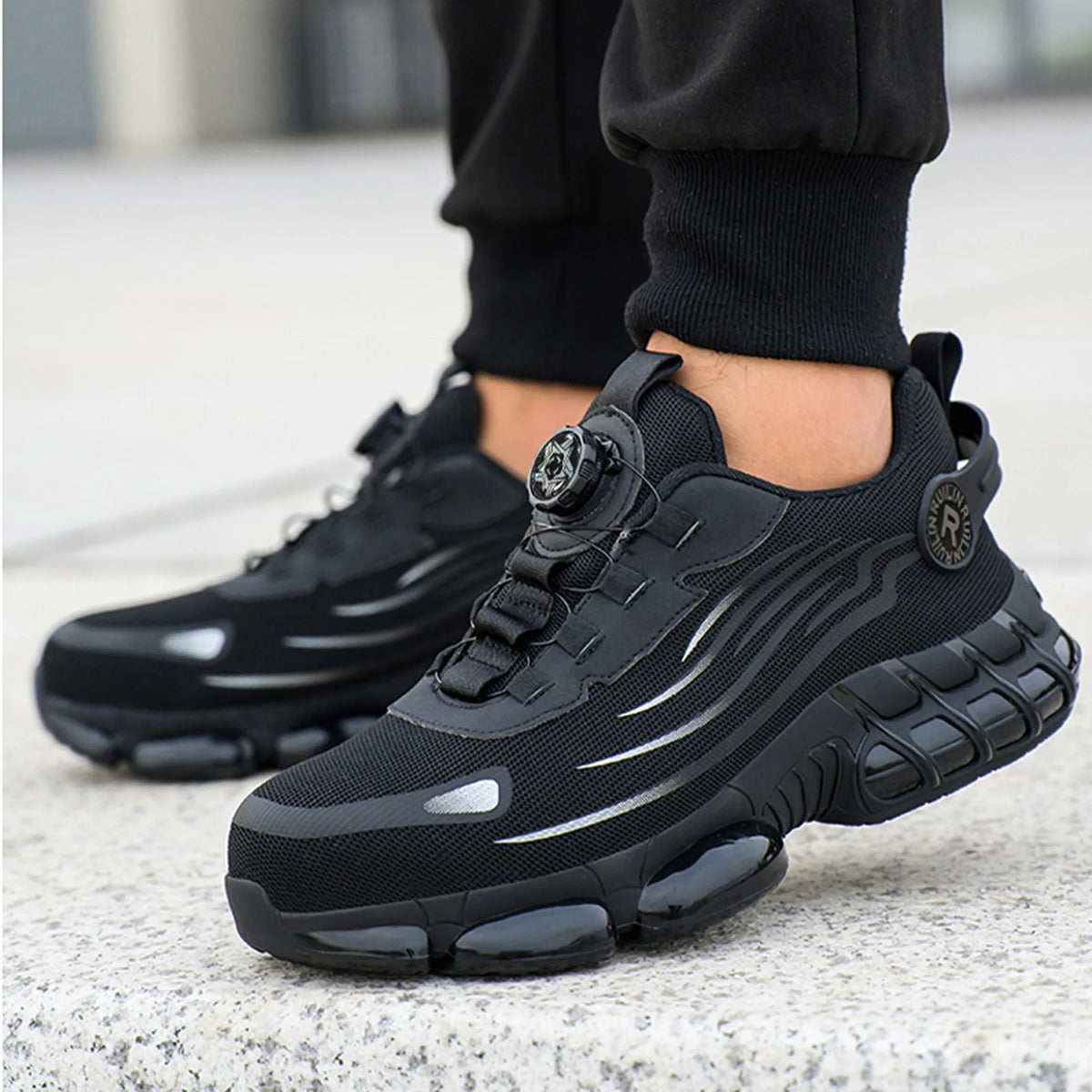 Indestructible Steel Toe Work Shoes for Men Women Rotating Button Safety Shoes Lightweight Construction Work Safety Shoes