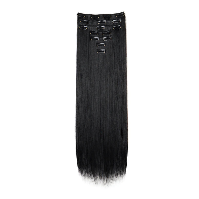 WIGSIN 24Inch Synthetic 7Pcs/set Long Straight Hair Extension 16Clips Hairstyle Black Blonde Hairpiece for Women