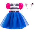 Kids Girls Cartoon Cats Cosplay Princess Dress Children Puff Sleeve Bow Tulle Gown For Carnival Halloween Birthday Party Outfit