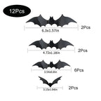 Halloween Bats Decorations,3D Pvc Bat on The Wall,Black Bats Wall Stickers,Halloween Scary Props