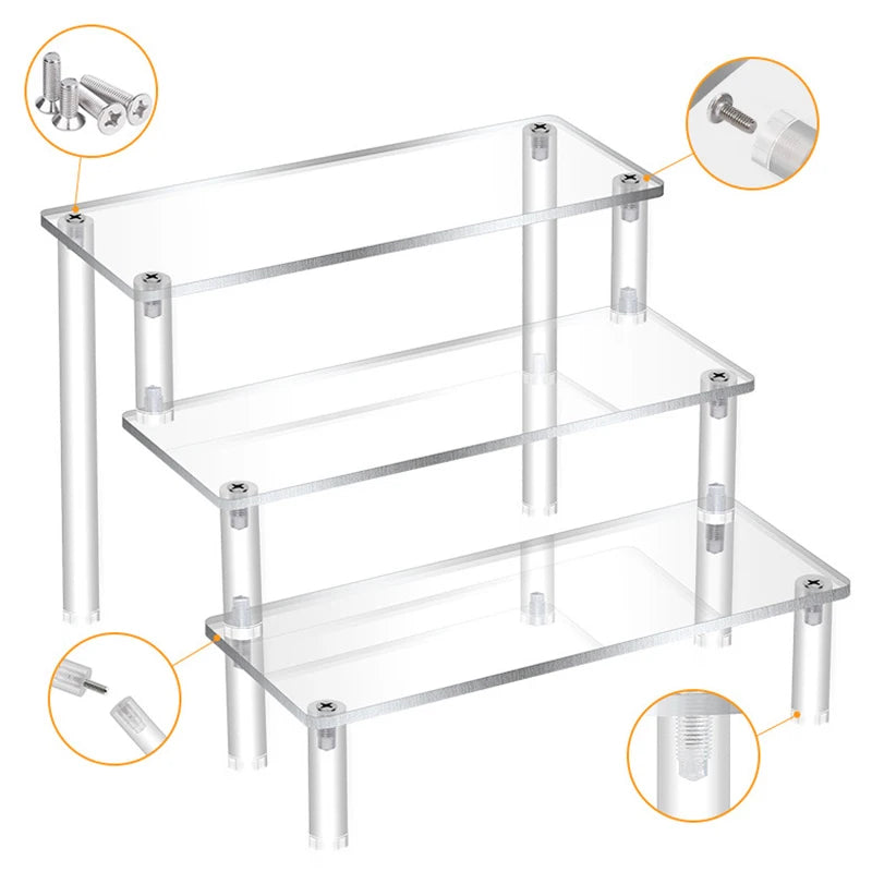 1pcs Multi-Layer Acrylic Display Stand Cake Display Rack High Transparent Trapezoidal Storage Shelf Perfect for Dessert Cupcake