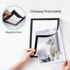 3pcs Magnetic Wall Frame, Self-Adhesive & Removable for Photos Notes, Black White Matte Minimalist Home Office Decor