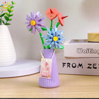HUIQIBAO MOC Flower with pot Micro Building Block Sunflower Mini Model Bricks set Flowers Toys for Adults home Desk Decoration