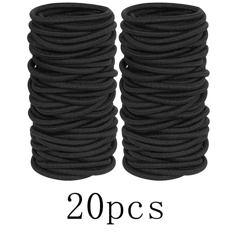 20/50/100PCS/SET Black Nylon Basic Hair Ring Elastic Hair Bands For Women Girls Hair Tie Scrunchie Rubber Bands Hair Accessories