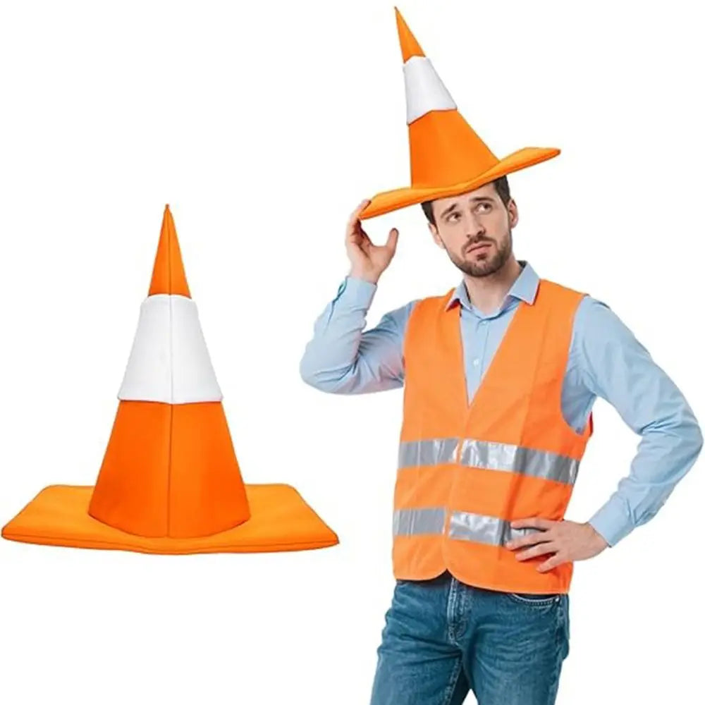 Funny Foldable Traffic Cone Hat Dress Up Masquerade Stage Hat Role Play All Age Halloween Costume Funny Hat Cosplay Event
