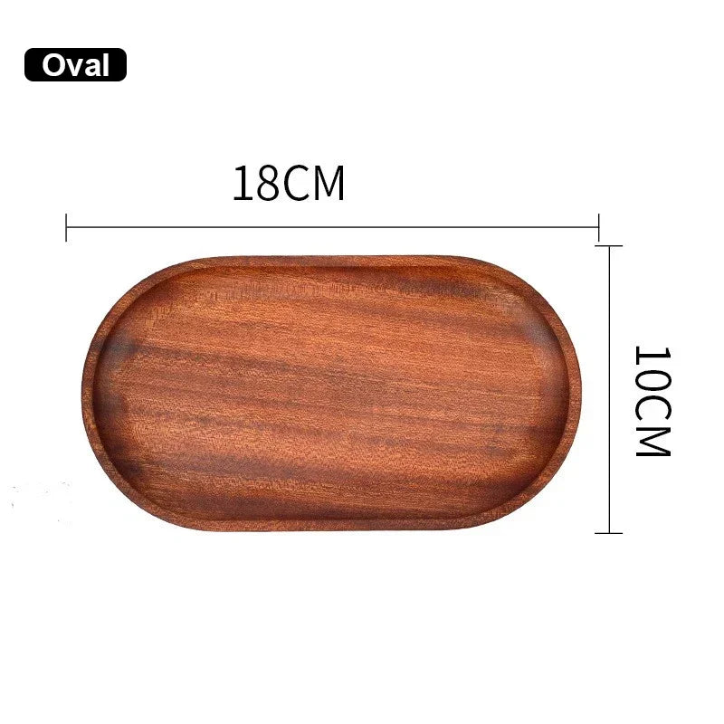 Cross-border Spot Japanese Solid Wooden Tray Meal Inventory Heart Plate Rectangular Walnut Color Dessert Fruit Plate Fruit Dish