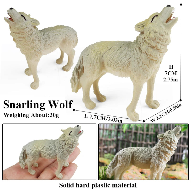 Oenux Wild Beast Animals Small Gray Wolf Maned Wolf Baby Wolves Simulation Model Action Figures Collection PVC Gift Kid Toy Gift