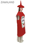 Zawaland Red Tomato Delicious Ketchup Costume Adult Boy Girl Funny Disguise Suit Yellow Mustard Halloween Cosplay Party Clothes