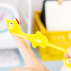 20pcs Novelty Sport Catapulted Ejection Chicken Toy Rubber Prank Flying Toy Slingshot Chicken Finger Toys Turkey Sticky