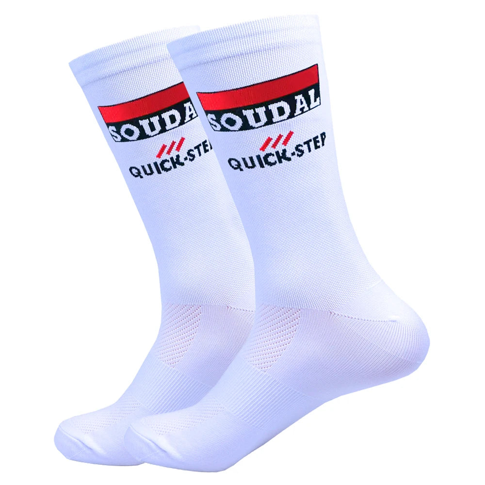 New UAE Cycling Socks rTeam Bike Nurse Compression Road Bike Running Mtb Knee-high White Sports Running Football Socks