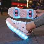 Light Up Roller Shoes Kids LED Sneakers USB Charge Sport Shoes