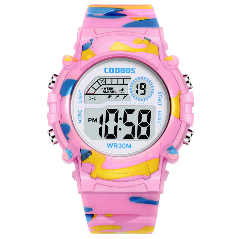 Sport Digital Watch for Kids Waterproof Luminous Children's Electronic LED Watch Fashion Multi-function Week Display Kids Watch