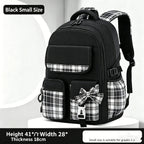 Protecting The Spine Ergonomics Elementary School Students Girls Checkered Backpack Large Capacity Lightweight Waterproof