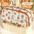INS Capybara Four-layer Large Capacity Pen Bag Cute Cartoon Pencil Case Stationery Organizer Storage Bag For Students Gift