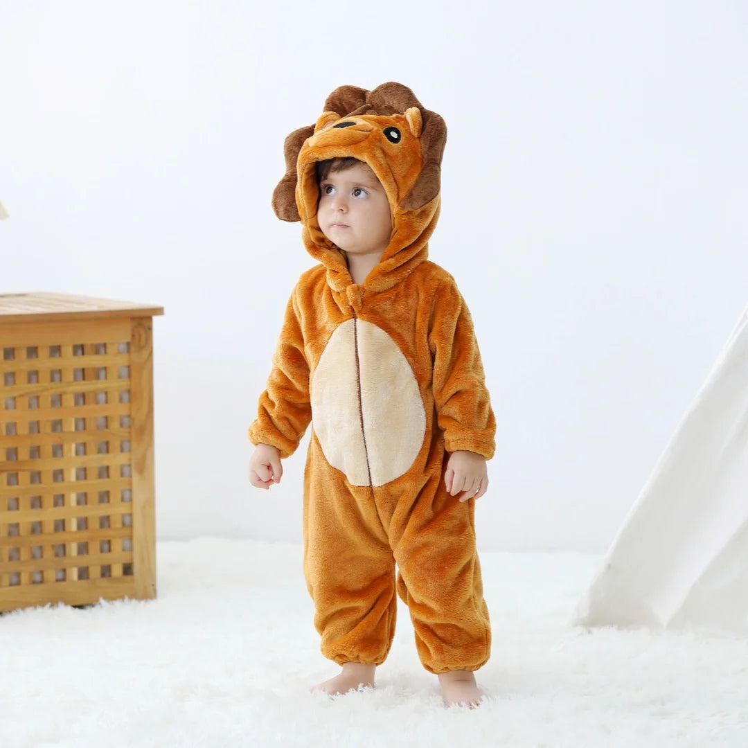 Baby Kigurumi Cute Lion Cartoon Romper Infant Kids Animal Onesies Jumpsuit Toddler Clothes Halloween Girls Boys Cosplay Costumes