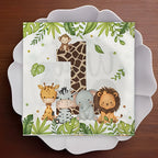 20Pcs/Bag Jungle Animals ONE Printed Napkins Wedding Birthday Baby Shower Party Paper Tissues Camping Hotel Table Napkins