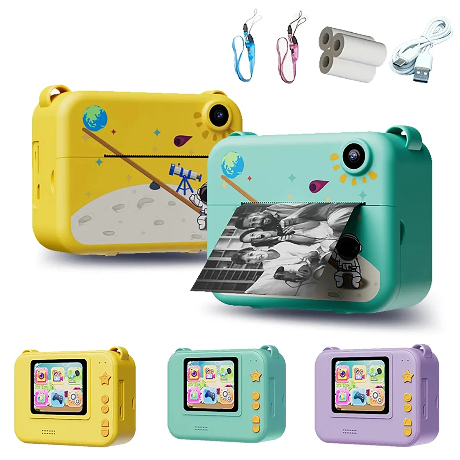 Kids Camera Digital Children Camera 1080P HD Mini Thermal Printer Video Recorder with Instant Print Photo Festive Gift for Kids