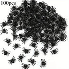 100/50pcs Realistic Spider Christmas Halloween Decoration Plastic Mini Spider Black Scary Spider Prank Haunted House Decorations