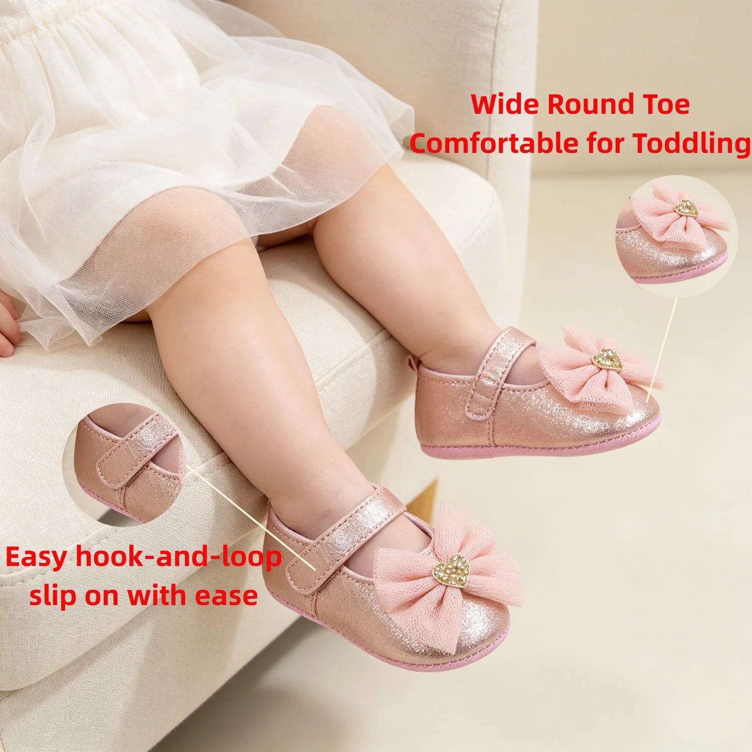 Baby First Step Shoes Breathable Non Slip Toddler Princess Lace