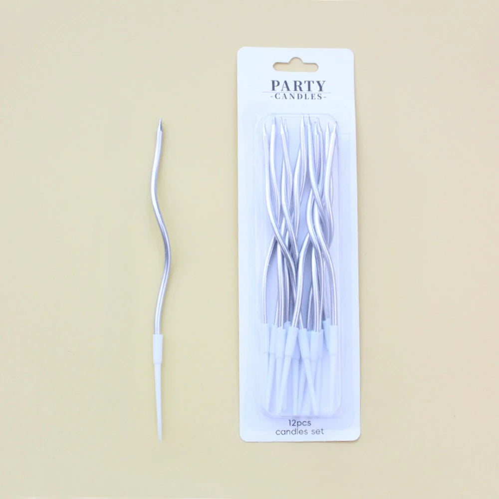 6/12/48pcs/1case Birthday Candles Spiral Cake Candles  Long Thin Cake Candles For Wedding Party And Cake Decoration