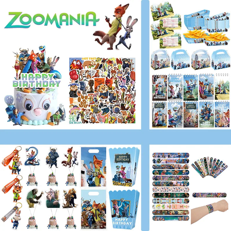 NEW Zootopia Party Favor Zootopia 2 Birthday Decoration Judy Nick Gary Party Supplies Zootropolis Coil Notebook Box Bag Card Kid
