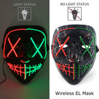 Wireless Neon LED Purge Mask Glow in The Dark Cosplay Horror Mask Halloween Masquerade Party Masks Glowing Funny Dress Up