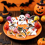 48pcs Halloween Lollipop Holder Cards Cute Pumpkin Ghost Pattern for Birthday Halloween Party Decoration DIY Gifts Supplies