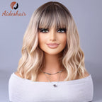 Synthetic wig 2023 New Internet celebrity style with fringe gradually light gray wigs European and American