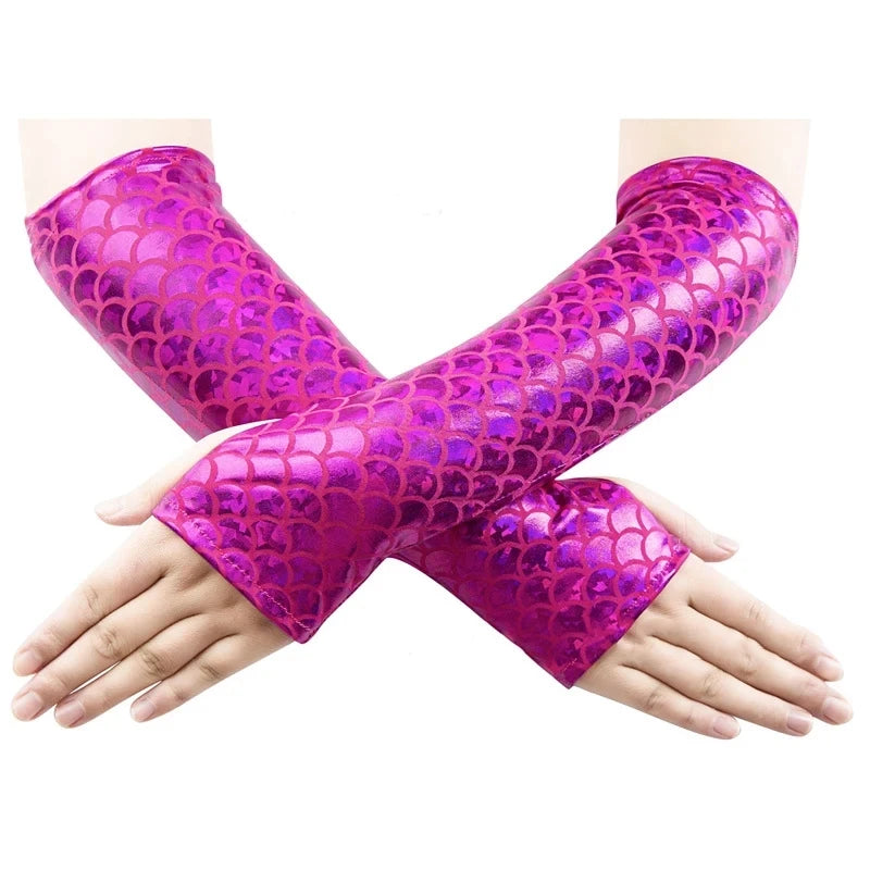 Women's Mermaid Cosplay Fingerless Gloves – Color Change Stage Accessory