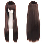 80cm Long Synthetic White Purple Cosplay Wigs Green Hair Straight Silver Wig Pink Hairpiece Lolita Wig with Bangs