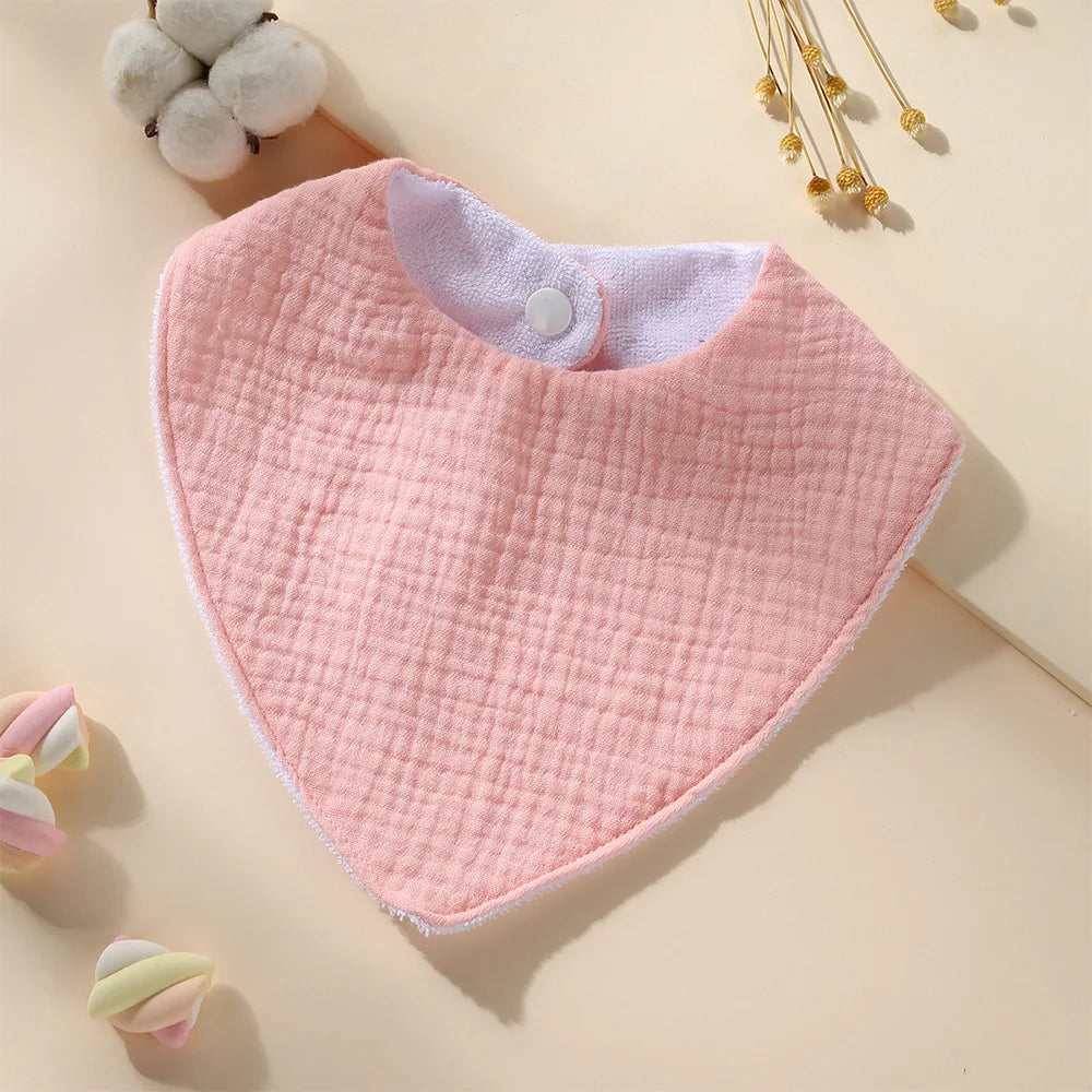 New Cotton Baby Bib Soft Waterproof Triangle Saliva Towel Adjustable Button Print Infant Boy Girl Feeding Burp Cloth Cute Bibs
