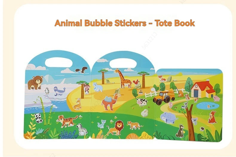 Sticker Books 3D Reusable Stickers Books Animal Dinosaurs Ocean World Vehicle Educational Travel Stickers