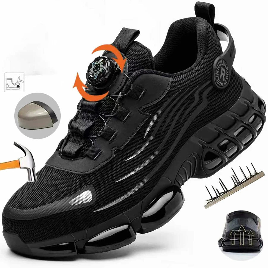 Indestructible Steel Toe Work Shoes for Men Women Rotating Button Safety Shoes Lightweight Construction Work Safety Shoes