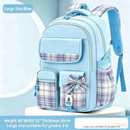 Protecting The Spine Ergonomics Elementary School Students Girls Checkered Backpack Large Capacity Lightweight Waterproof