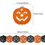 Halloween Paper Banner Spider Pumpkin Ghost Bat Paper Chain Halloween Decoration Garland Banner Paper Pull Flower Party Supplies