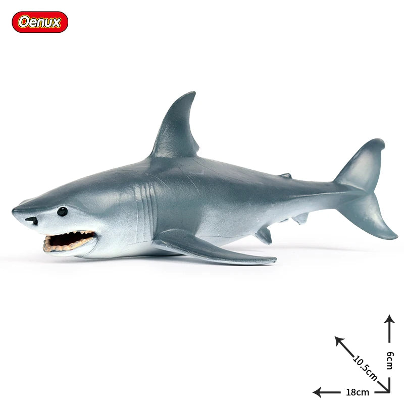 Oenux Ocean Animals Action Figures Sealife Shark Whare Megalodon Model Figurines PVC Home Decoration Kid Cognitive Education Toy
