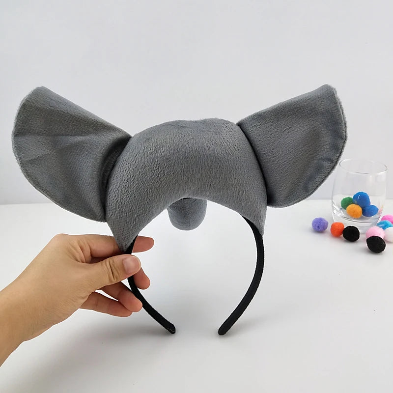 Animal Performance Elephant Hair Accessories Cosplay Halloween Party Decorative Headband Forest Style Xmas Elephant Headpiece